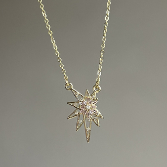 Gold Pembe Taşlı Yıldız Kolye