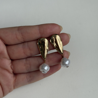 Gold İncili Küpe 