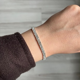 Çift Şeritli Silver Taşlı Bileklik