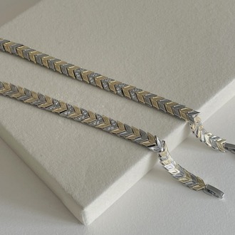 Premium Seri Gold Silver Detaylı Bileklik