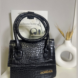Siyah Mini Krokodil Desenli Jacquemus Model El & Omuz Çantası