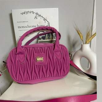 Fuşya Miu Miu Model Büzgülü Mini El & Omuz Çantası