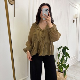Olive Fırfır Bluz 