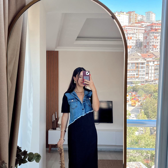 Tasarım jean iki iplik elbise