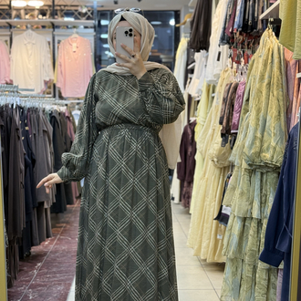 Ekose şifon elbise