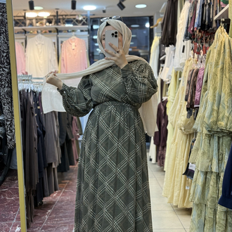 Ekose şifon elbise