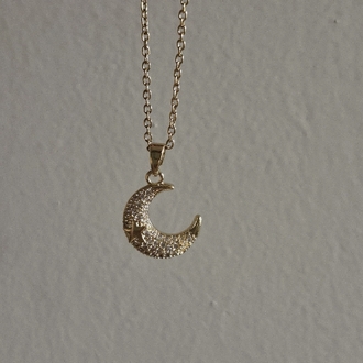 Çelik taşlı moon kolye