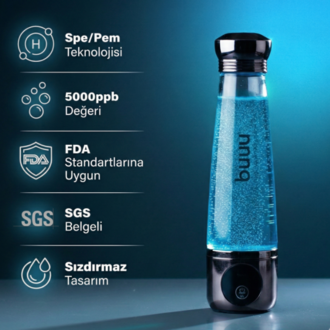 BUUU H6 Hidrojenli Su Şişesi – 5000 ppb | SPE + PEM | Şarjlı |280ml