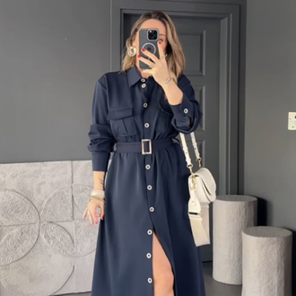 Zara Lacivert elbise