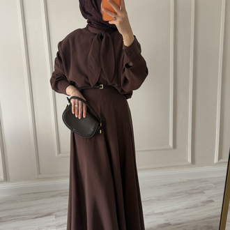 Fular yaka Modal Takım (kahve)