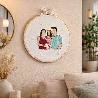Fotoğraftan Nakış Aile Kasnak Pano | Duvar Süsü Hediyesi