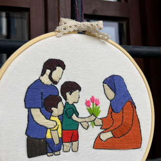 Kişiye Özel Nakış Kasnak Pano | Anneler Günü Hediyesi | Aile Temalı El Yapımı Duvar Süsü
