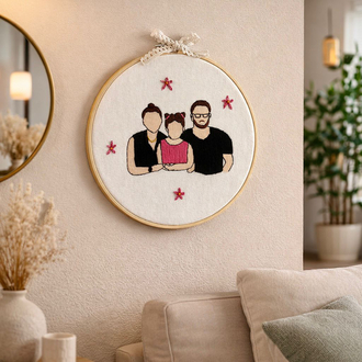 Kişiye Özel Fotoğraftan Nakış Aile Panosu – Kasnak Duvar Süsü