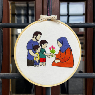 Kişiye Özel Nakış Kasnak Pano | Anneler Günü Hediyesi | Aile Temalı El Yapımı Duvar Süsü
