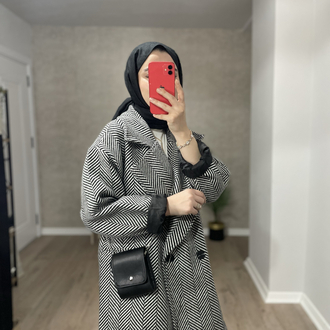 BALIKSIRTI KAŞE KABAN -Siyah