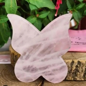 Pembe Kuvars Kelebek Guasha Taşı 
