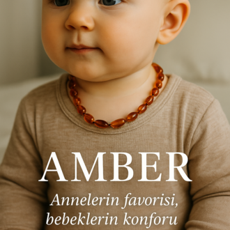 %100 Orijinal Bebek Damla Kehribar Kolye