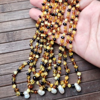%100 Orijinal Damla Kehribar Çocuk Kolyesi 45 Cm