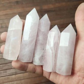 5 Adet %100 Orijinal Pembe Kuvars Kule