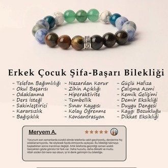 %100 Doğal Taş Erkek Çocuk Başarı Bilekliği