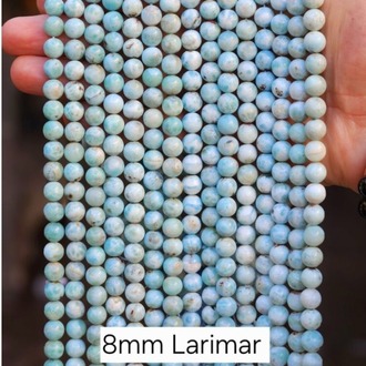  %100 Doğal Larimar Doğal Taş Dize
