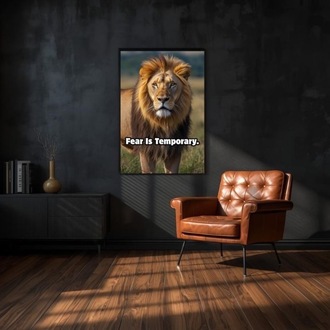 Fear Is Temporary – Motivational Lion Poster | Printable Wall Art (Digital Download)
