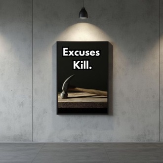 No Excuses Printable Wall Art – Self Discipline Quote – Modern Minimalist Office Decor 