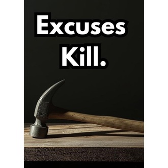 No Excuses Printable Wall Art – Self Discipline Quote – Modern Minimalist Office Decor 