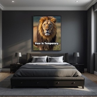 Fear Is Temporary – Motivational Lion Poster | Printable Wall Art (Digital Download)