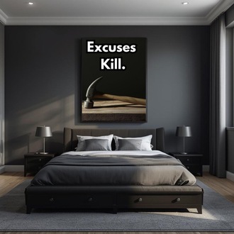 No Excuses Printable Wall Art – Self Discipline Quote – Modern Minimalist Office Decor 