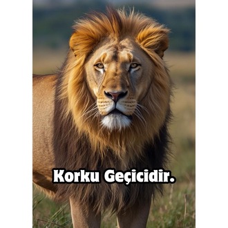 Korku Geçicidir – Motivasyonel Aslan Posteri | Yazdırılabilir Duvar Sanatı (Dijital İndirme)