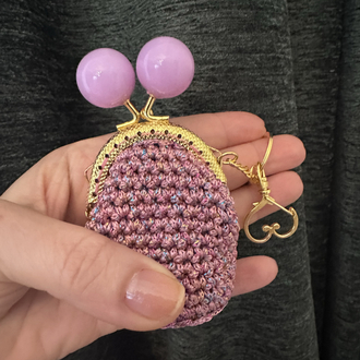 Mini Aşk Cüzdan Anahtarlık / pembe - mat pembe klips