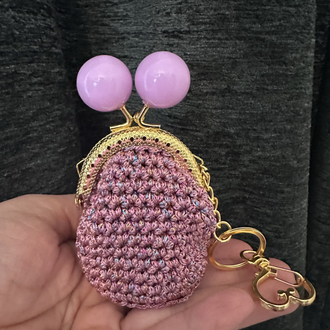 Mini Aşk Cüzdan Anahtarlık / pembe - mat pembe klips