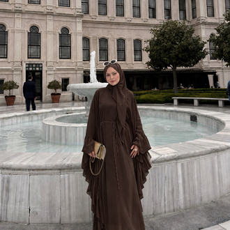 Fırfırlı abaya kahverengi