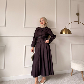 Fermuar detaylı denim takım bordo