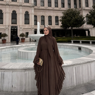 Fırfırlı abaya kahverengi