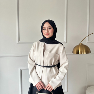 Kemerli astarlı ceket