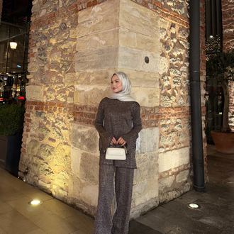Shine triko takım kahve
