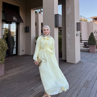 Flora elbise tereyağ sarısı