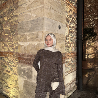 Shine triko takım kahve