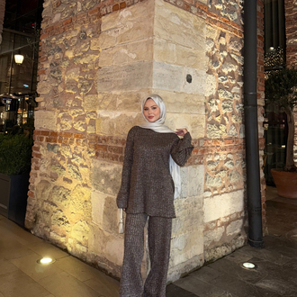 Shine triko takım kahve