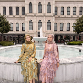 kat kat şifon elbise pembe
