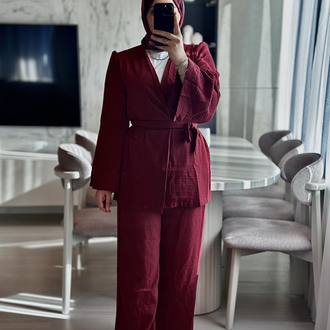 Kimono İkili Takım- Bordo 