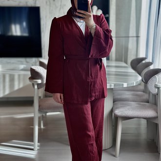 Kimono İkili Takım- Bordo 