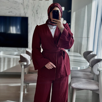 Kimono İkili Takım- Bordo 