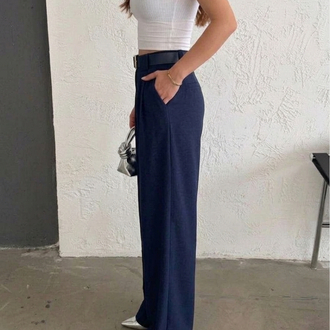 ÖRME KREP PİLE DETAYLI KEMERLİ PANTOLON✨✨