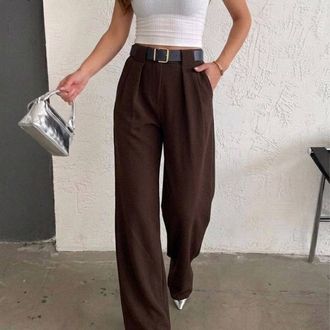 ÖRME KREP PİLE DETAYLI KEMERLİ PANTOLON✨✨