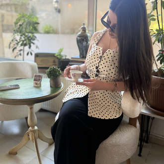 KEMER DETAY PUANTİYE PEPLUM BLUZ
