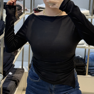 Kayık yaka asimetrik body 
