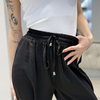 BELİ LASTİKLİ SATEN PANTOLON